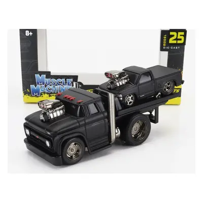 Maisto Chevrolet C-60 Flatbed Car Transporter 1966 With 454 Ss Pick-up Custom 1993 1:64 Black