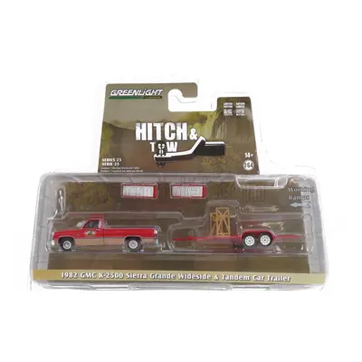 Greenlight GMC K-2500 Pick-up With Trailer Car Transporter 1982 1:64 Red