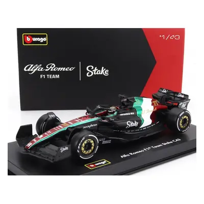 Bburago Alfa romeo F1 C43 Team Stake N 77 Monza Italy Gp 2023 Valtteri Bottas - With Pilot And 