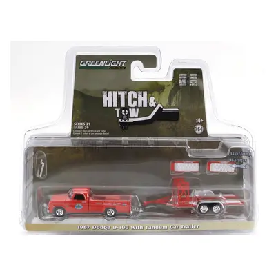 Greenlight Dodge D-100 Pick-up 1967 With Trailer Car Transporter 1:64 Orange