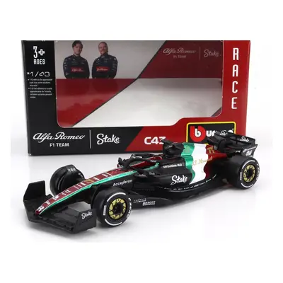 Bburago Alfa romeo F1 C43 Team Stake N 77 Monza Italy Gp 2023 Valtteri Bottas 1:43 Černá Červen