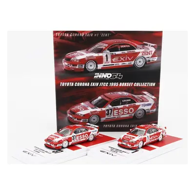 Inno-models Totota Set 2x Corona Exiv Zent N 1 Racing + Esso N 37 Racing 1995 1:64 Červená Bílá