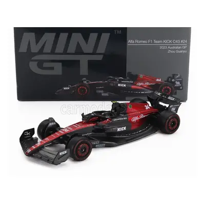 Mini-gt Alfa romeo F1 C43 Team Stake N 24 Australian Gp 2023 Zhou Guanyu 1:64 Černá Červená