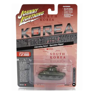 Johnny lightning Tank M4a3 Sherman Military Korea 1944 1:64 Vojenská Zelená