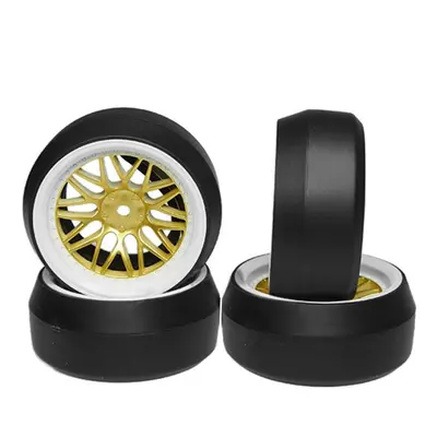 Spec D LS Wheel Offset +6 White Gold w/Tire 4ks pro 1/10 Drift