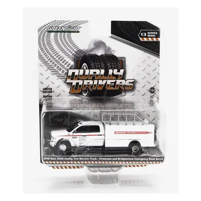 Greenlight Dodge Ram 3500 Double Cabine Firestone And Bridgestone Emergency Road 2018 1:64 Bílá