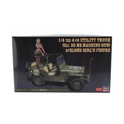 Hasegawa Jeep Willys Mb U.s 1/4 Ton 4x4 Military Utility Truck Machine Gun With Blond Girl Figur