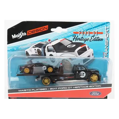 Maisto Ford usa Ramp Truck Wrecker With Ford Gt N 2 Heritage Edition 2017 1:64 Black