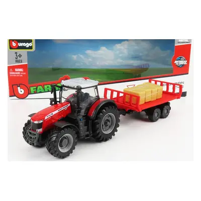 Bburago Massey ferguson 8740s Tractor With Trailer 2016 1:50 Red