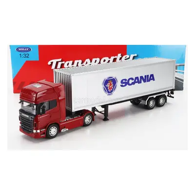 Welly Scania R730 V8 Truck Cassonato 2015 1:32 Červená Stříbrná