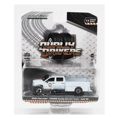 Greenlight Chevrolet 3500hd Double Cabine Pick-up Gulf Oil Service 2018 1:64 Světle Modrá