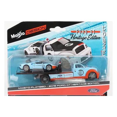 Maisto Ford usa Ramp Truck Wrecker With Ford Gt N 9 Heritage Edition 2019 1:64 Oranžová Světle M