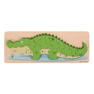 Bigjigs Toys Vkládací puzzle krokodýl s čísly