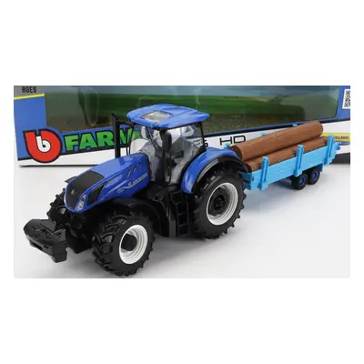 Bburago New holland T7.315 Tractor With Logs Of Wood Trailer 2018 1:32 Blue