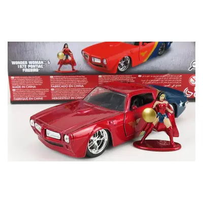 Jada Pontiac Firebird With Wonder Woman Figure 1972 1:32 Červená Modrá