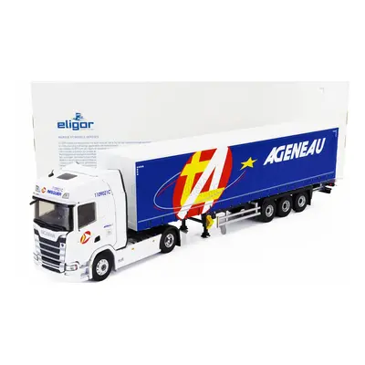 Eligor Scania S500 Truck Semi-frigo Ageneau Transports 2020 1:43 Bílá Modrá