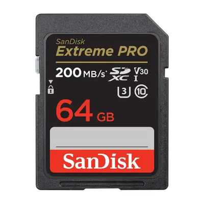 SanDisk Extreme PRO 64GB SDXC paměťová karta 200MB/s a 90MB/s, UHS-I, Class 10, U3, V30