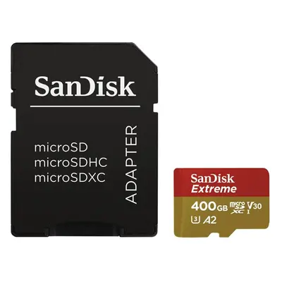 SanDisk Extreme microSDXC 400GB 160 MB/s A2 C10 V30 UHS-I U3 + adaptér