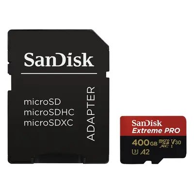 SanDisk Extreme Pro microSDXC 400GB 170 MB/s A2 C10 V30 UHS-I U3 + adaptér