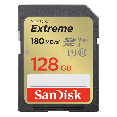 SanDisk Extreme 128GB SDXC paměťová karta 180 MB/s a 90 MB/s, UHS-I, Class 10, U3, V30