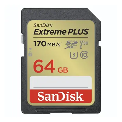 SanDisk Extreme PLUS 64GB SDXC paměťová karta 170MB/s a 80MB/s, UHS-I, Class 10, U3, V30