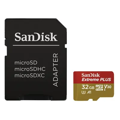 SanDisk Extreme Plus microSDHC 32GB 100 MB/s A1 Class 10 UHS-I V30 + adapter