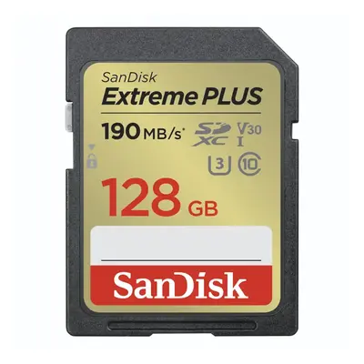 SanDisk Extreme PLUS 128GB SDXC paměťová karta 90MB/s a 90MB/s, UHS-I, Class 10, U3, V30