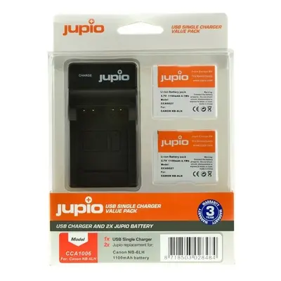 Jupio set 2x NB-6LH pro Canon, 1.100 mAh + Single Charger pro Canon