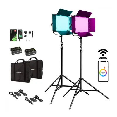 Walimex pro LED Rainbow 50W RGBWW Set 4 (2x Rainbow 50W, 2x studiový stativ GN-806, 2x V-Mount a