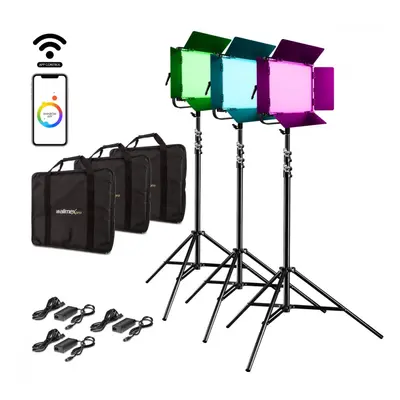 Walimex pro LED Rainbow 50W RGBWW Set 3 (3x Rainbow 50W, 3x studiový stativ GN-806)