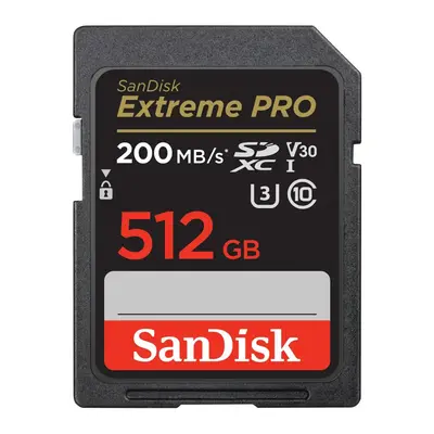 SanDisk Extreme PRO 512GB SDXC paměťová karta 200MB/s a 140MB/s, UHS-I, Class 10, U3, V30