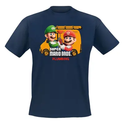 Super Mario Mario Brothers Plumbing Tričko modrá