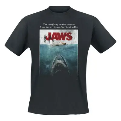 Der weisse Hai JAWS Washed Poster Tričko černá