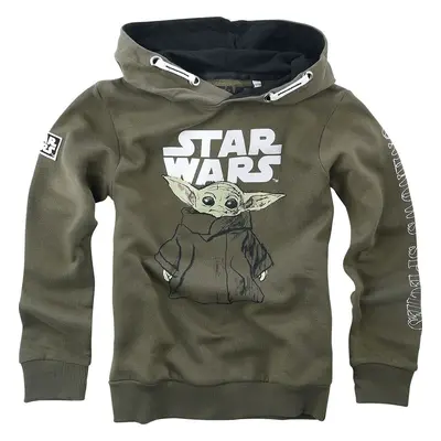 Star Wars Kids - The Mandalorian - Grogu - Sketch detská mikina s kapucí khaki