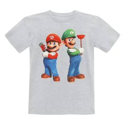 Super Mario Kids - Plumbing Bros. detské tricko šedá