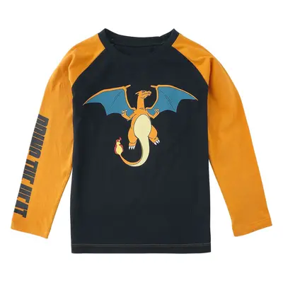 Pokémon Kids - Charizard - Bring The Heat detské tricko - dlouhý rukáv cerná/oranžová