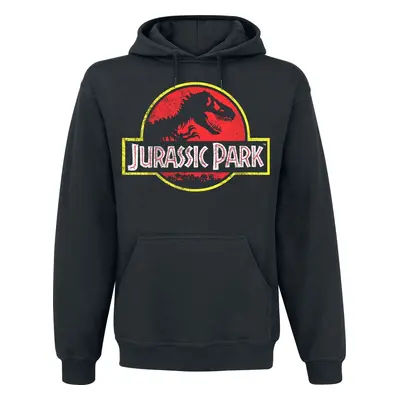 Jurassic Park Distressed Logo Mikina s kapucí černá