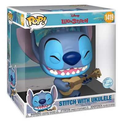 Lilo & Stitch Vinylová figurka č.1419 Stitch with Ukulele (Jumbo Pop!) Sberatelská postava stand