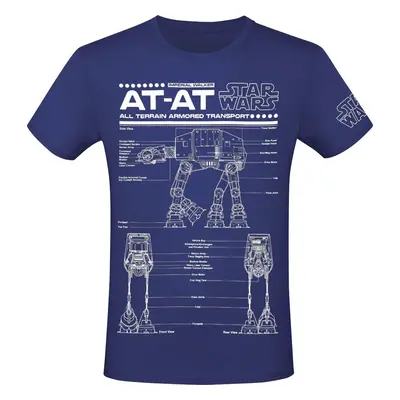 Star Wars AT-AT - Schematic Tričko modrá