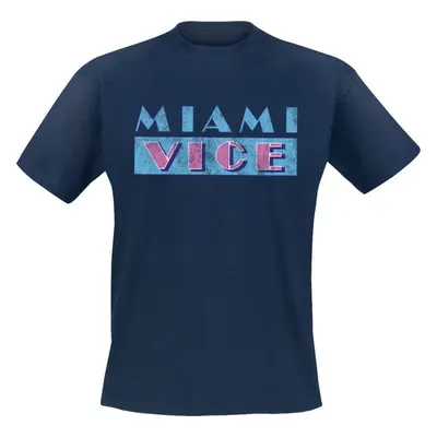 Miami Vice Miami Vice Distressed Logo Tričko námořnická modrá