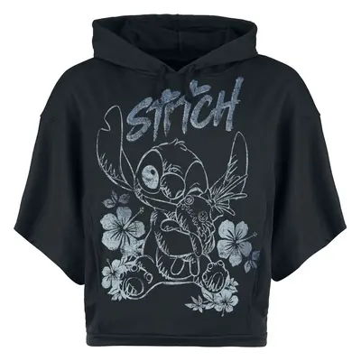 Lilo & Stitch Floral Stitch Dámská mikina s kapucí černá