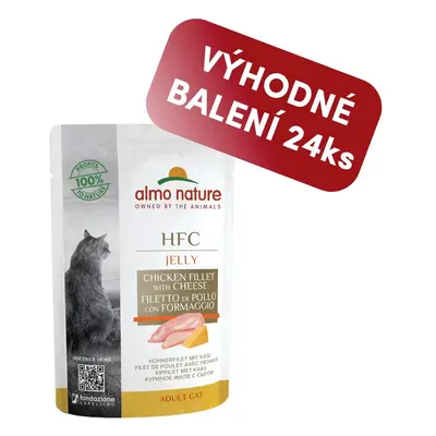 Almo Nature HFC Jelly WET CAT - Kuřecí filet a sýr v želé 55g výhodné balení 24ks