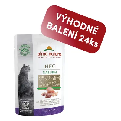 Almo Nature HFC Natural - Kuřecí prsa a kachní filet 55g výhodné balení 24ks