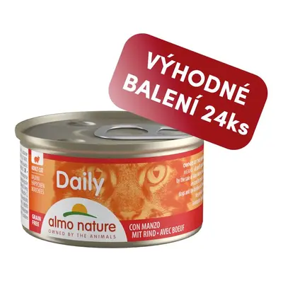 Almo Nature Daily Menu WET CAT - Kousky s hovězím 85g výhodné balení 24ks