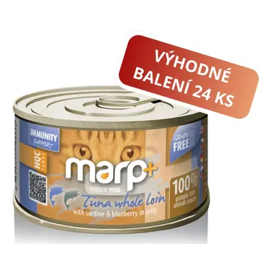 Marp Holistic Plus konzerva pro kočky – Tuňák se sardinkami a borůvkami v želé 24x70g