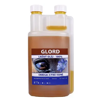 Lněný olej 1l Glord pro koně (Panenský za studena lisovaný, nejlepší cena a kvalita)