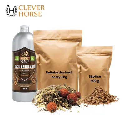 KAŠEL balíček Topvet sirup kašel 1 l + Bylinky na dýchací cesty 1 kg + Skořice 0,5 kg (Balíček t