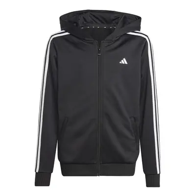 Essentials 3-Stripes Full-Zip Mikina S Kapucí Chlapci - Černá, Bílá