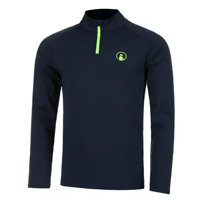 Wild Big Serve 1/4 Zip S Dlouhým Rukávem Muži - Tmavě Modrá, Neonově Zelená