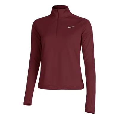 Dri-Fit Pacer Half Zip S Dlouhým Rukávem Dámy - Tmavě Červená, Stříbrná